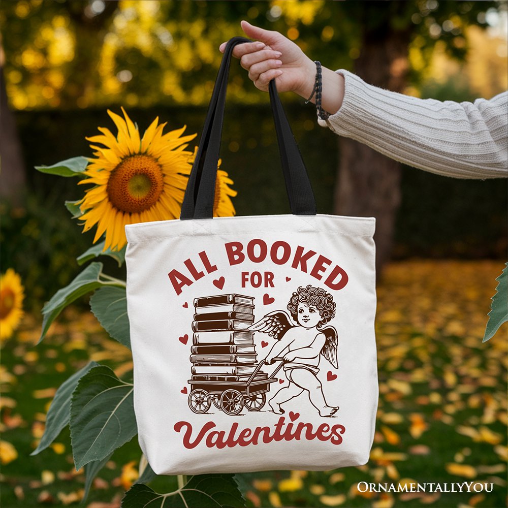 All Booked For Valentines Cupid Canvas Tote Bag Bookworm Gift
