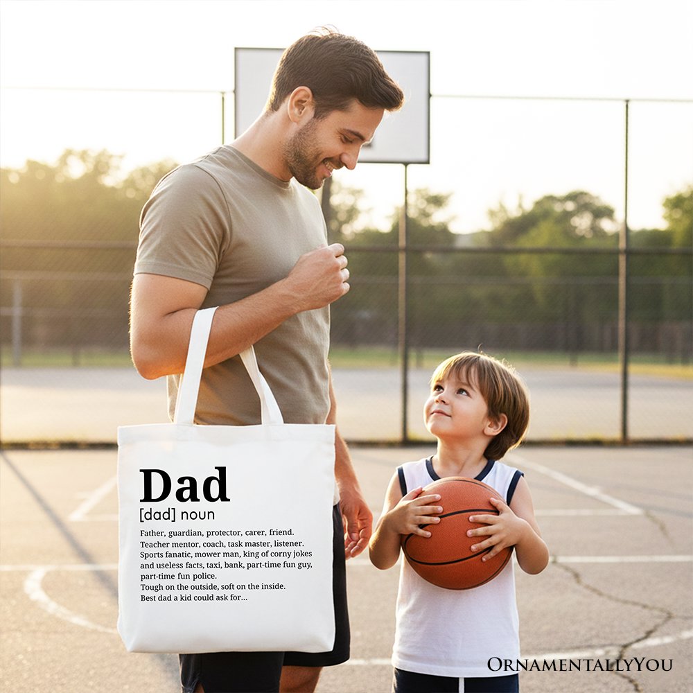 Funny Dad Definition Cotton Canvas Tote Bag, Minimalist Shopper