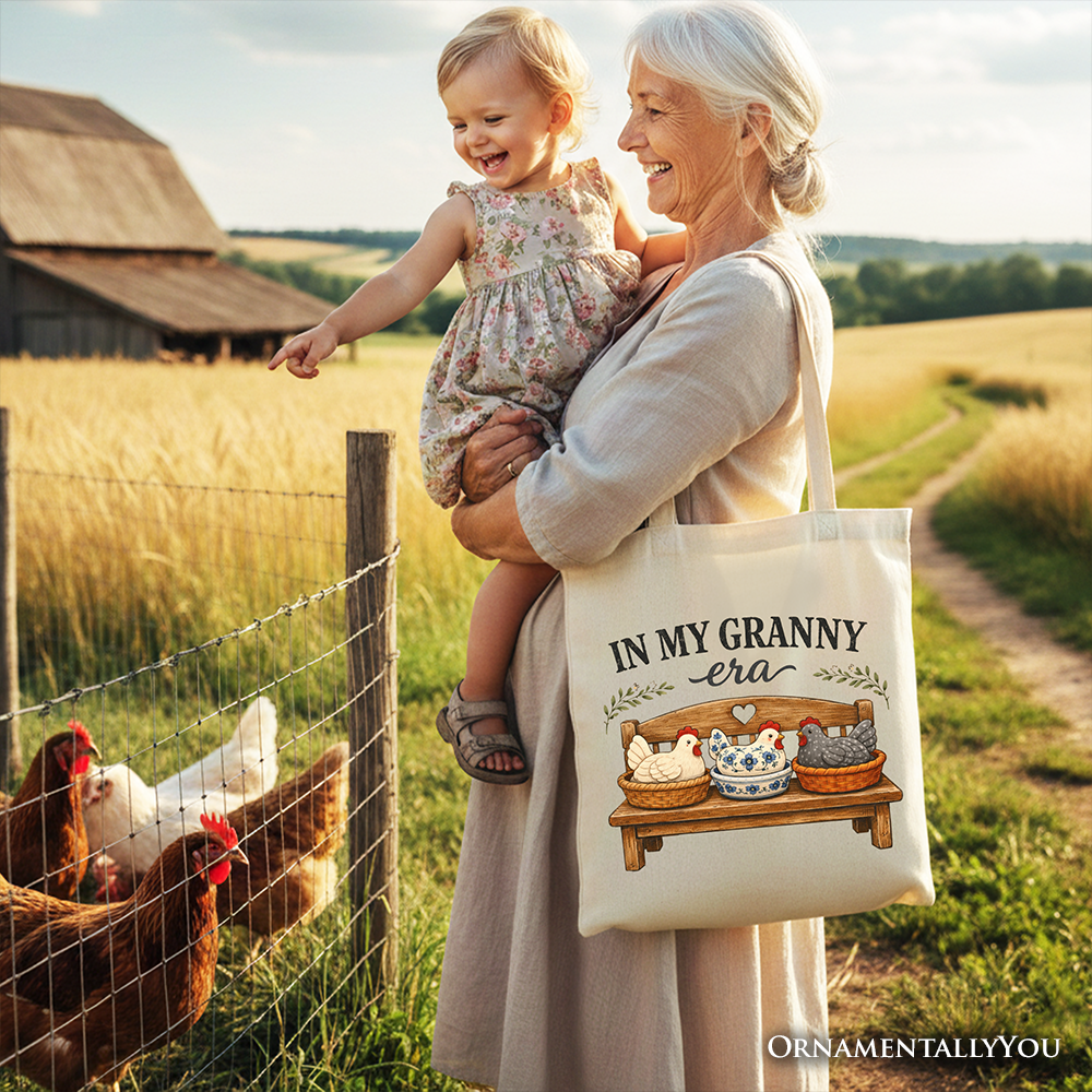 In My Granny Era Chicken Vintage Tote Bag – Farmhouse Cotton Shopper