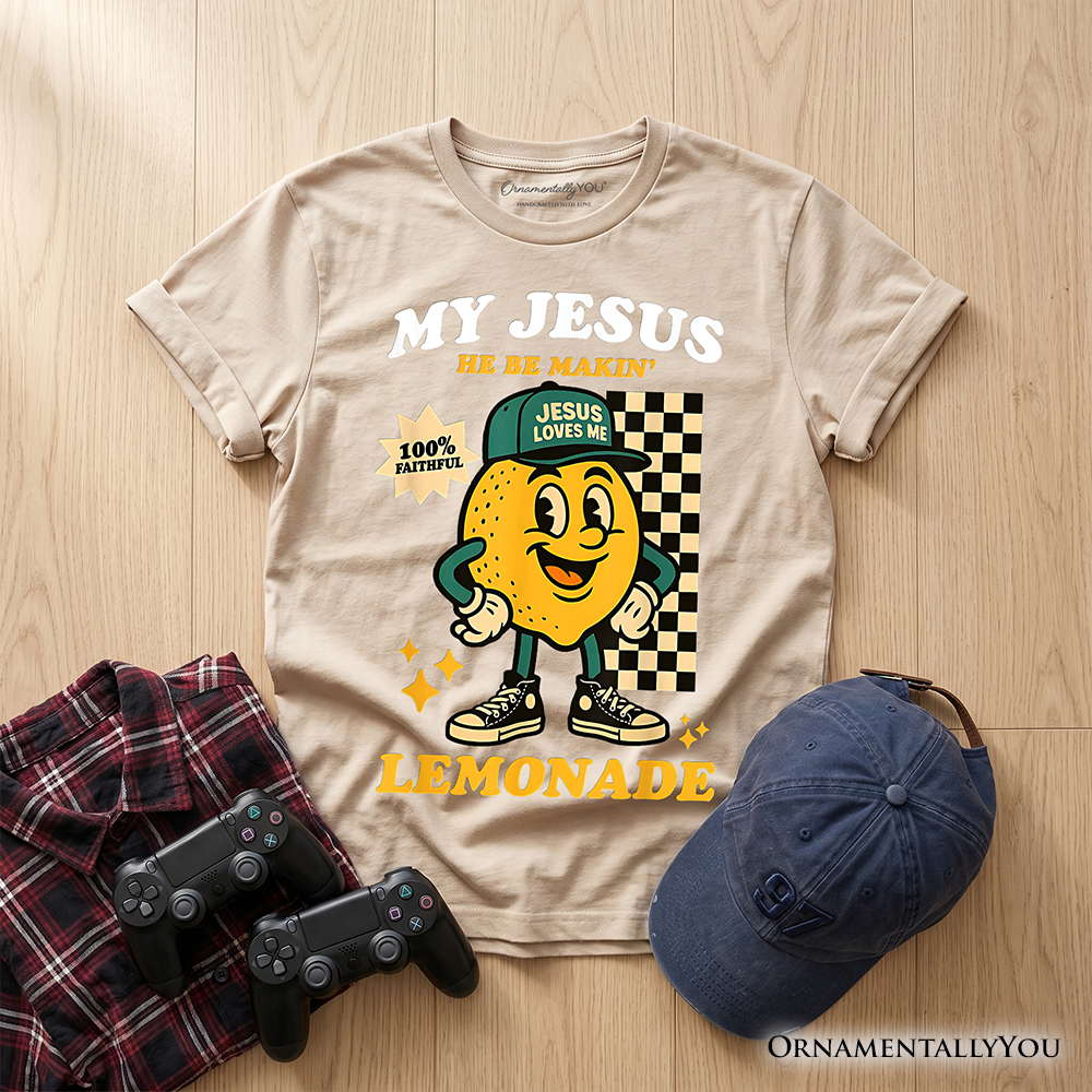 Funny Jesus Lemonade Graphic T-Shirt for Kids - Retro Youth Faith Tee