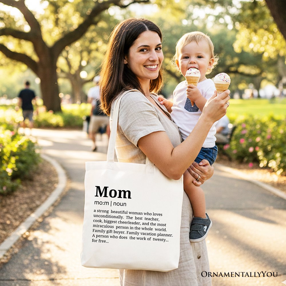 Mom Definition Canvas Tote Bag - Minimalist Cotton Shopper