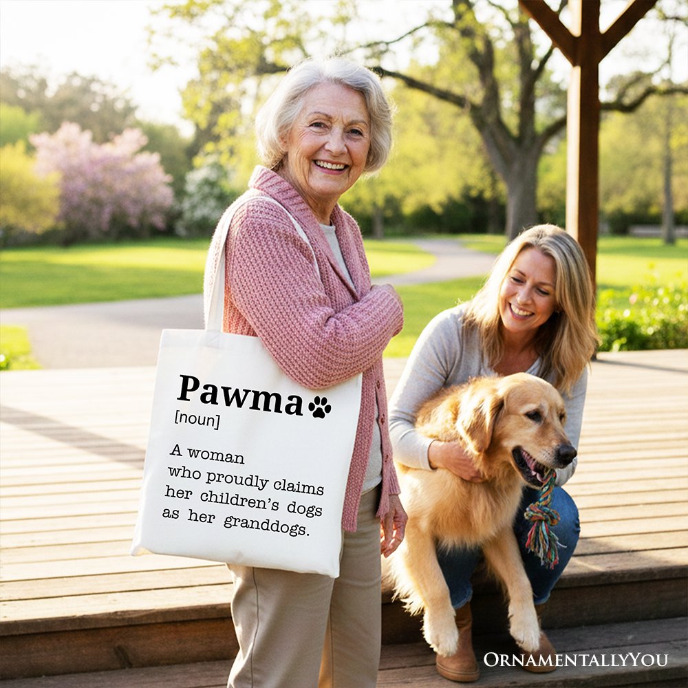 Pawma Definition Canvas Tote Bag, Funny Dog Mom Gift Shopper
