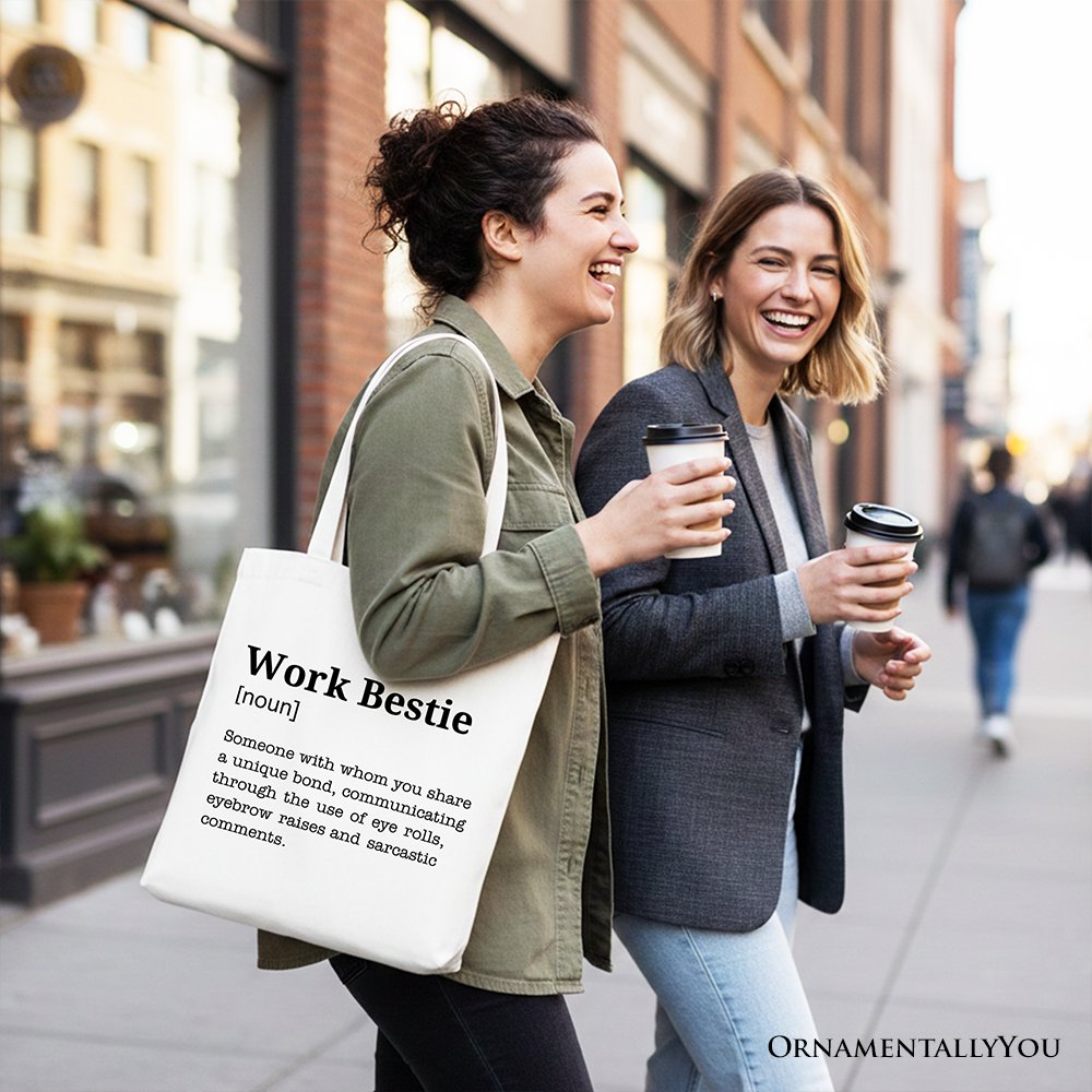 Work Bestie Definition Canvas Tote Bag, Funny Office Gift