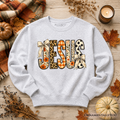 Jesus Coquette Fall Sweatshirt, Leopard Plaid Floral Christian Faith Sweater