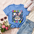 Retro Easter Bunny Sunglasses T-Shirt Groovy Checkered Youth Tee