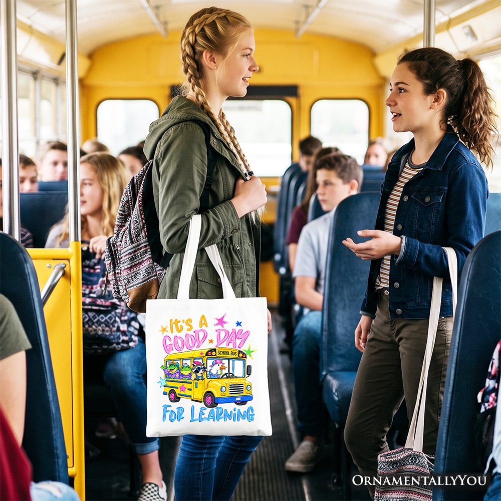 School Bus Good Day for Learning Tote Bag, Funny Back to School Gift Shopper