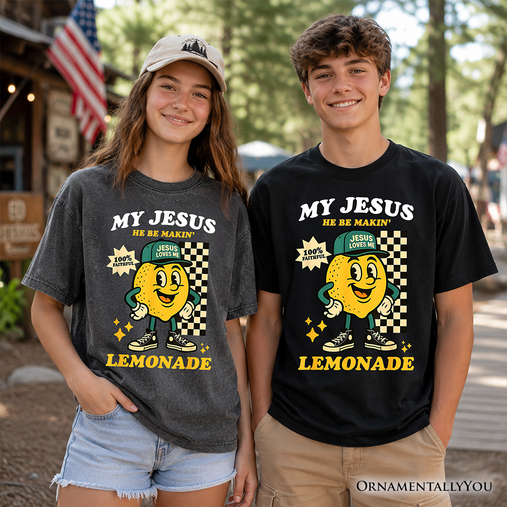 Funny Jesus Lemonade Graphic T-Shirt for Kids - Retro Youth Faith Tee