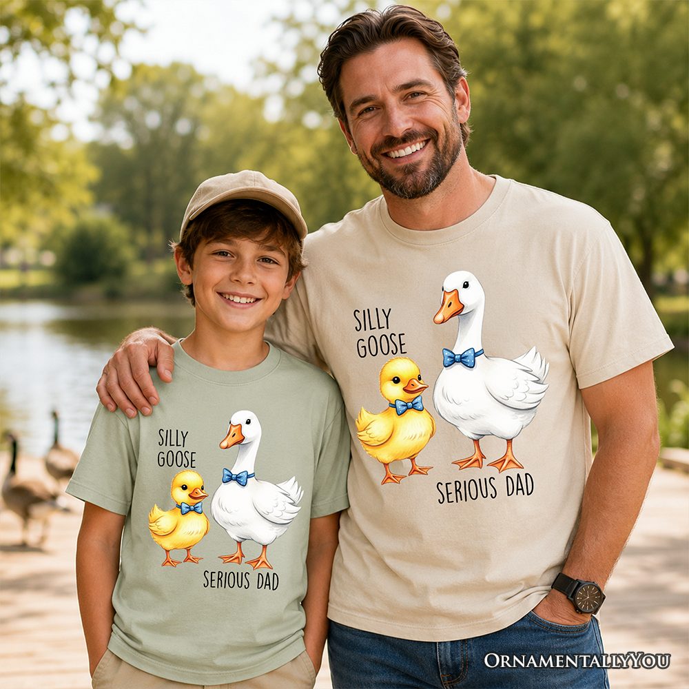 Silly Goose Serious Dad Tie Graphic Kids T-Shirt in Beige Grey White