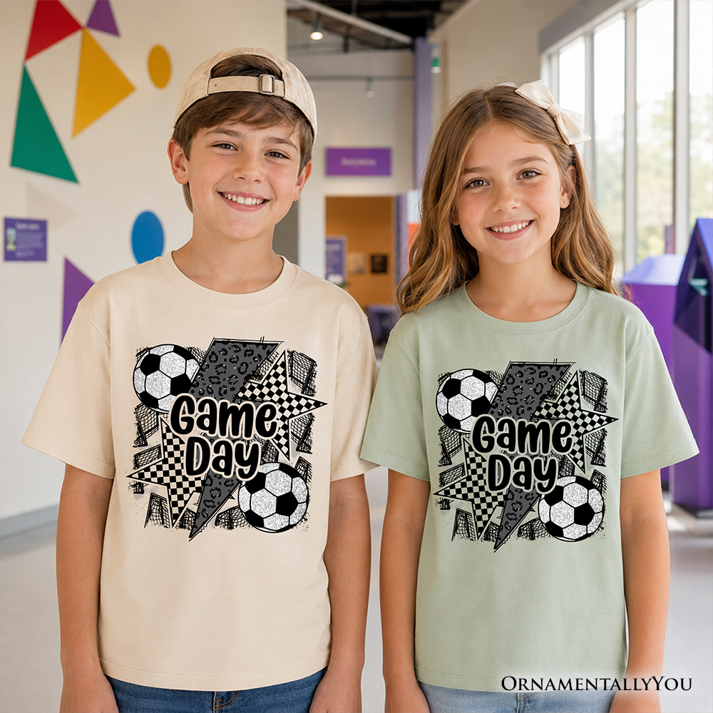 Kids Soccer Game Day T-Shirt, Coquette Sports Youth Graphic Tee