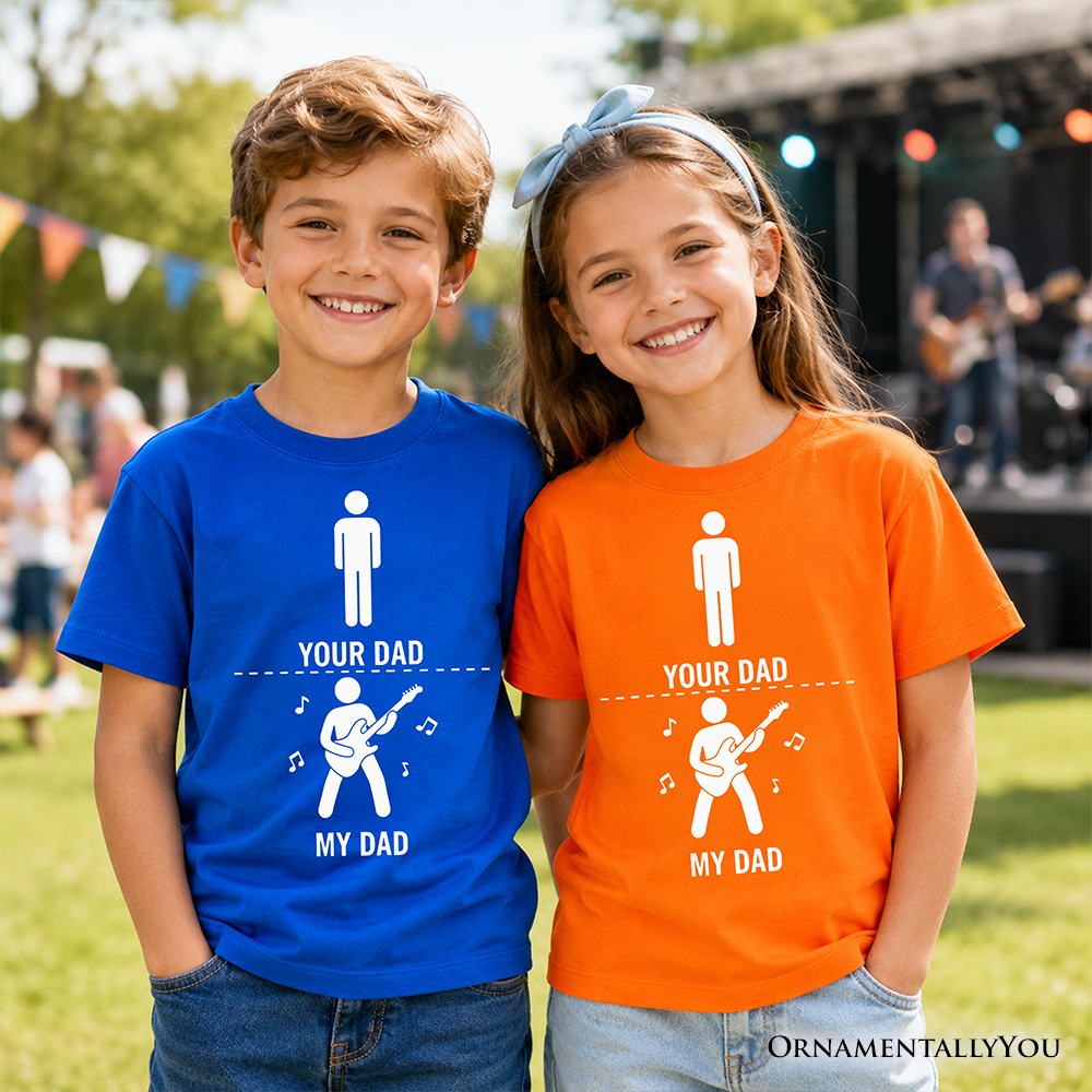 Funny Your Dad Vs My Cool Dad Bass Guitar T-Shirt for Kids