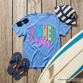 Kids Retro Summer Vibes Neon Varsity T-Shirt