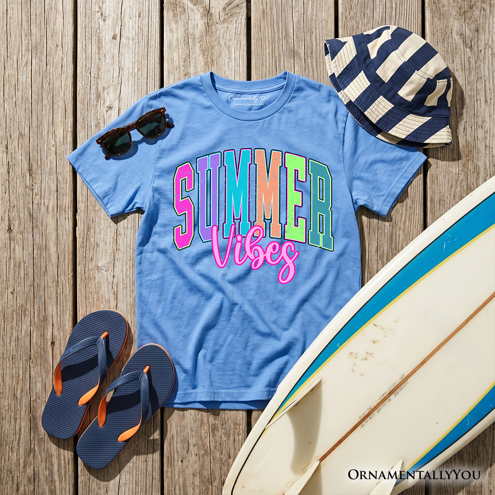 Kids Retro Summer Vibes Neon Varsity T-Shirt