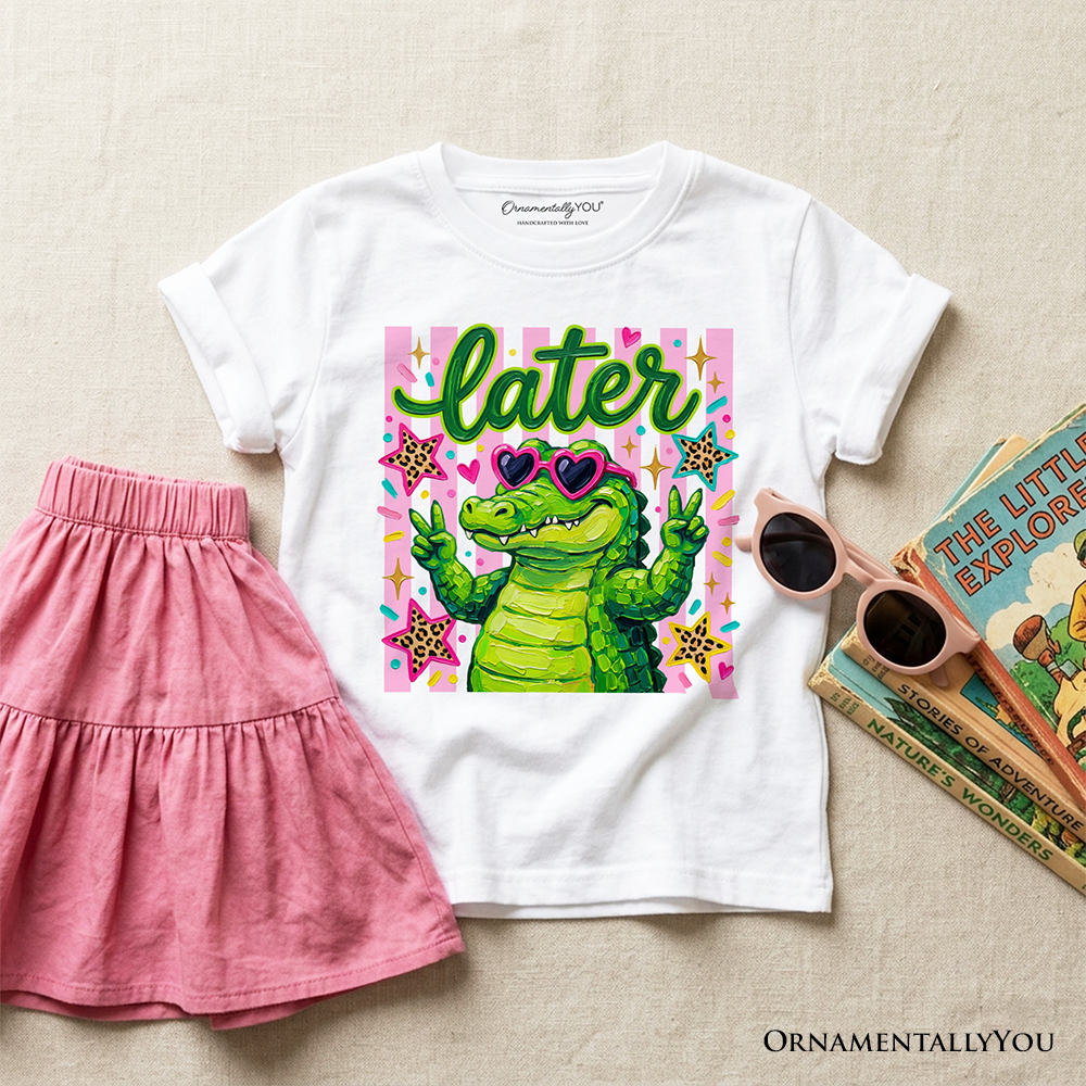 Later Alligator Kids T-Shirt - Whimsical Coquette Graphic Tee for Girls