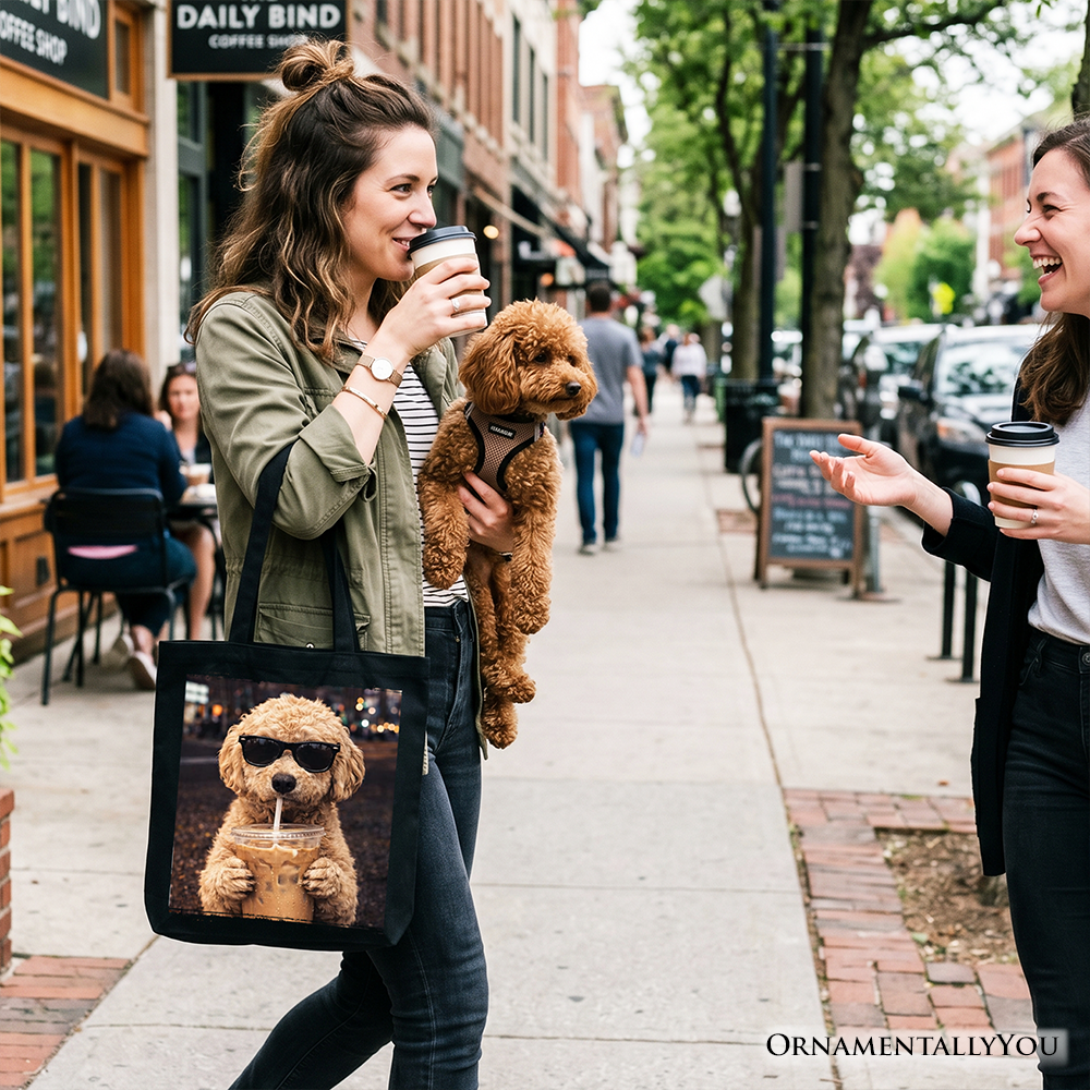 Poodle Iced Coffee Tote Bag - Chic Dog Parent Shopper