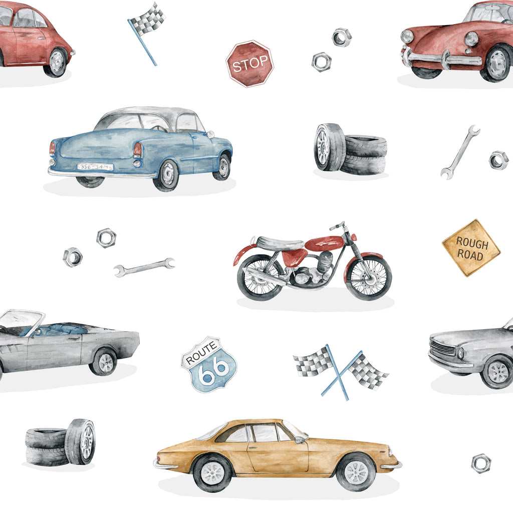 Ford Vintage Playful Pattern Wallpaper in Multi-Color