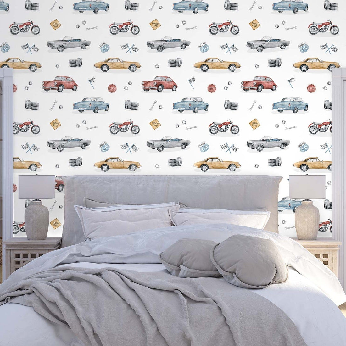 Ford Vintage Playful Pattern Wallpaper in Multi-Color
