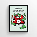 Forward Only Monopoly wall art poster in mint green with red car graphic for modern workspace decor.