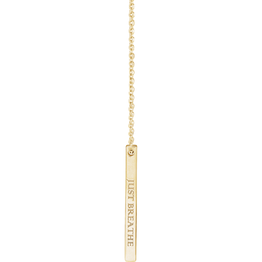 14K Yellow Gold Engravable Four-Sided Bar Necklace Personalized