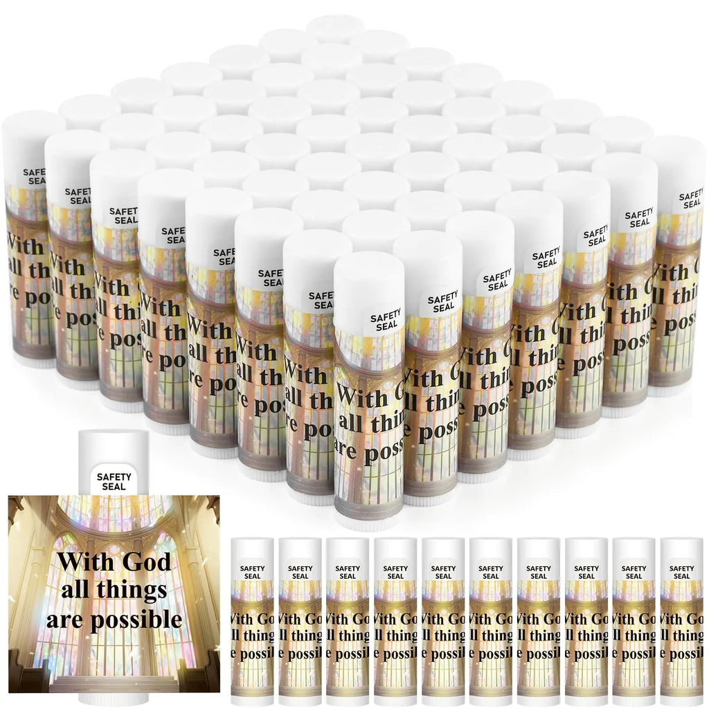 DMSKY 60 Lip Balm Bulk Christian Gift for Women Men Faith Religious Moisturizing Lip Care Product Stocking Stuffers with Inspirational Scripture Happy Moment Praise God for Friend
