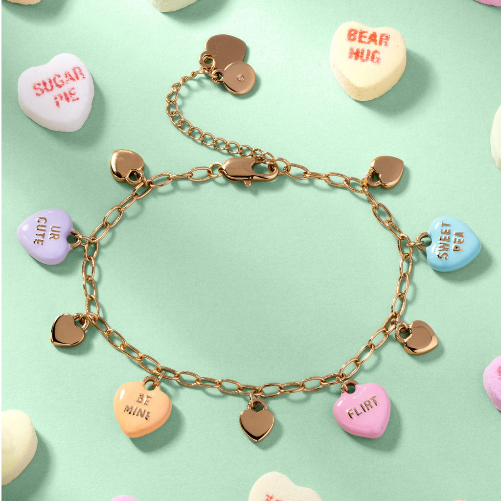 Sweethearts Multi-Charm Adjustable Chain Bracelet in Gold-Tone