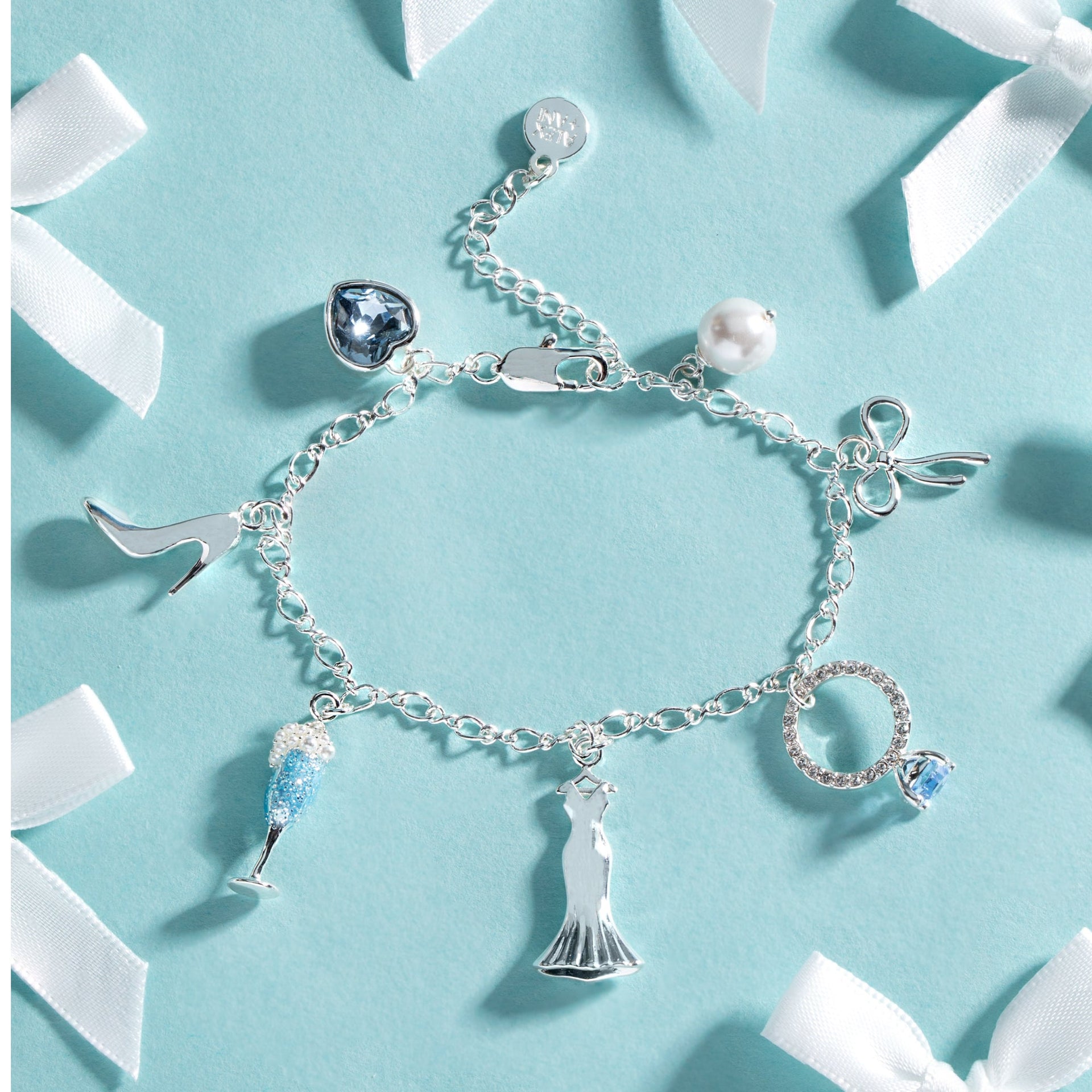 Bridal Multi-Charm Adjustable Chain Bracelet for Weddings