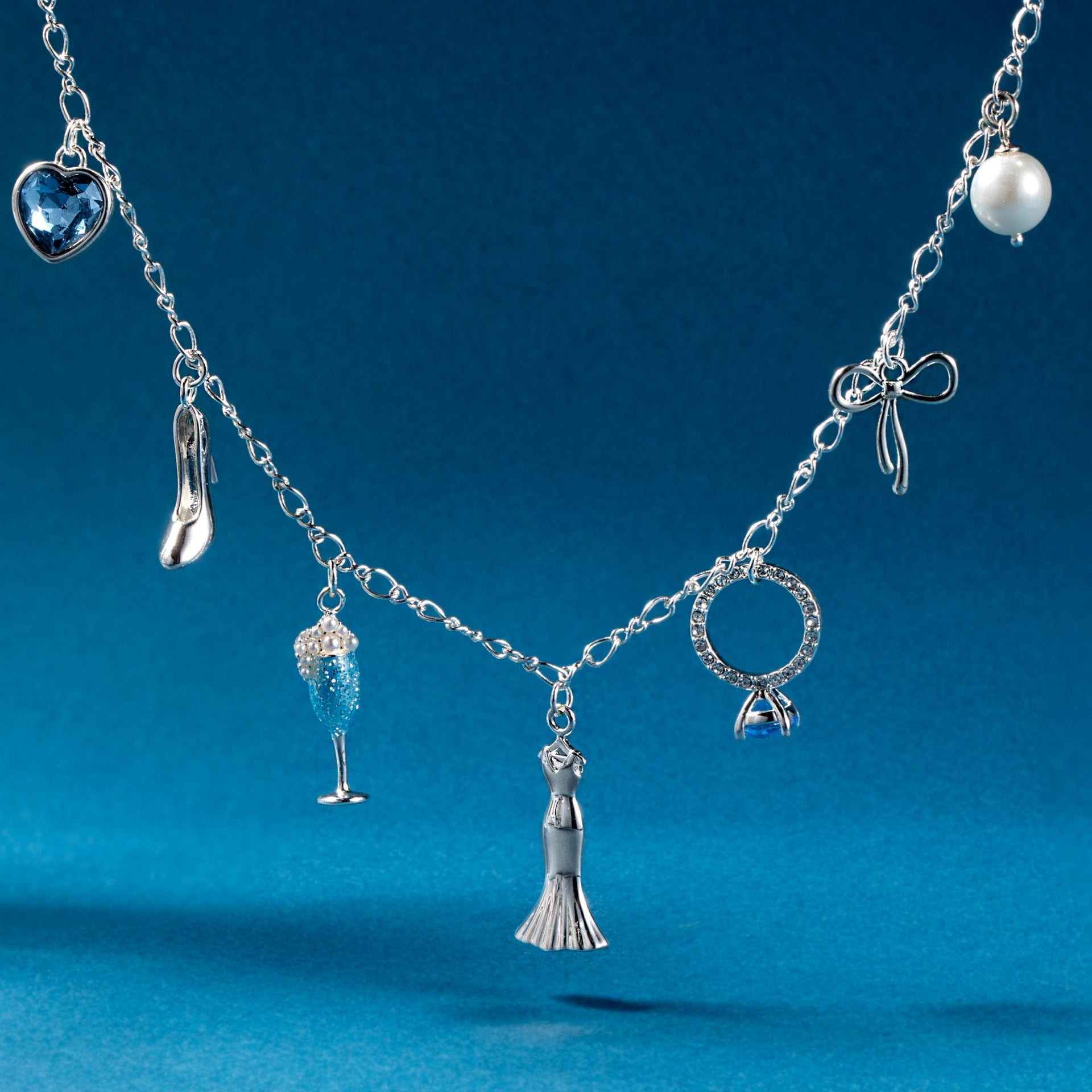 Bridal Multi-Charm Necklace with Wedding Theme Charms