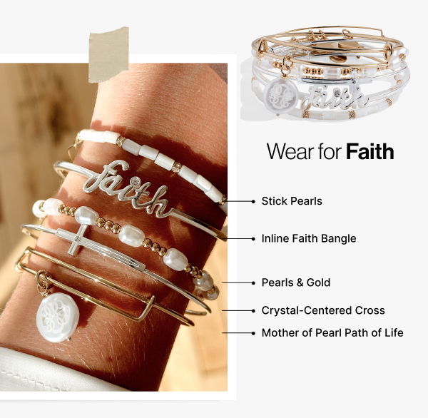 Faith Stackable Charm Bracelet Set of 5 Gold and Silver Tone