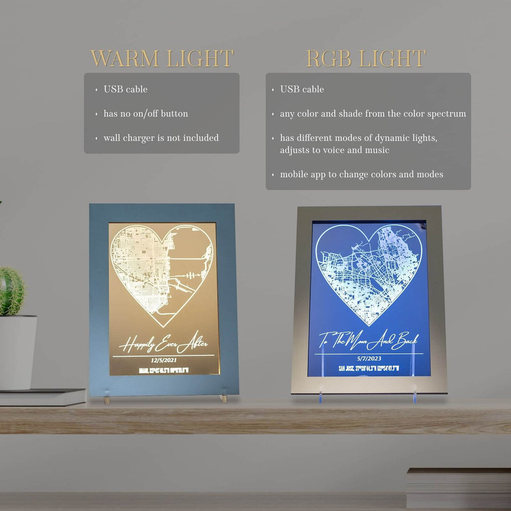 Custom City Map Light Frame - Personalized Urban Art