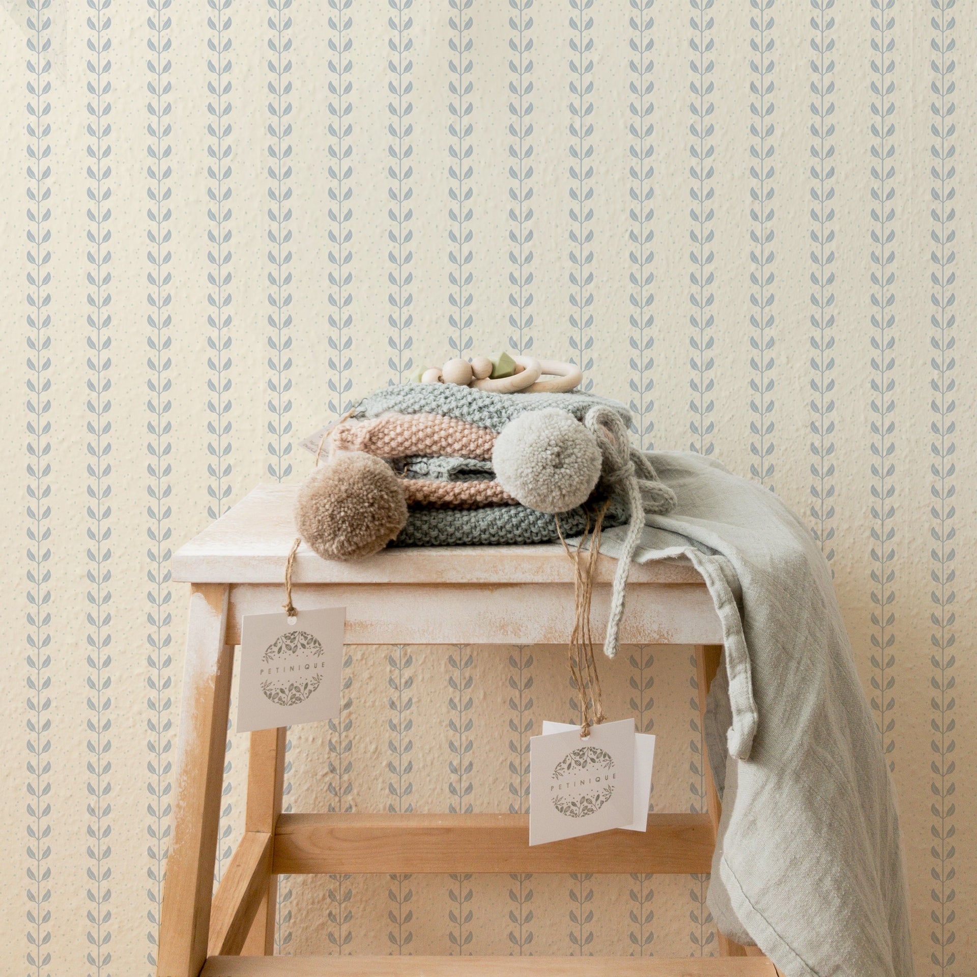 Francesca Geometric Wallpaper in Sage-Green and Beige