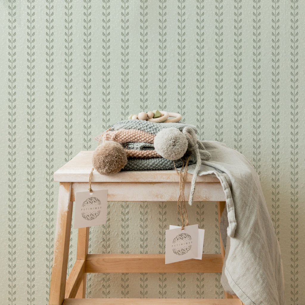 Francesca Geometric Wallpaper in Sage-Green and Beige