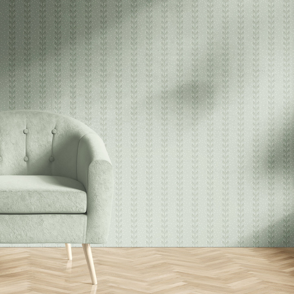 Francesca Geometric Wallpaper in Sage-Green and Beige