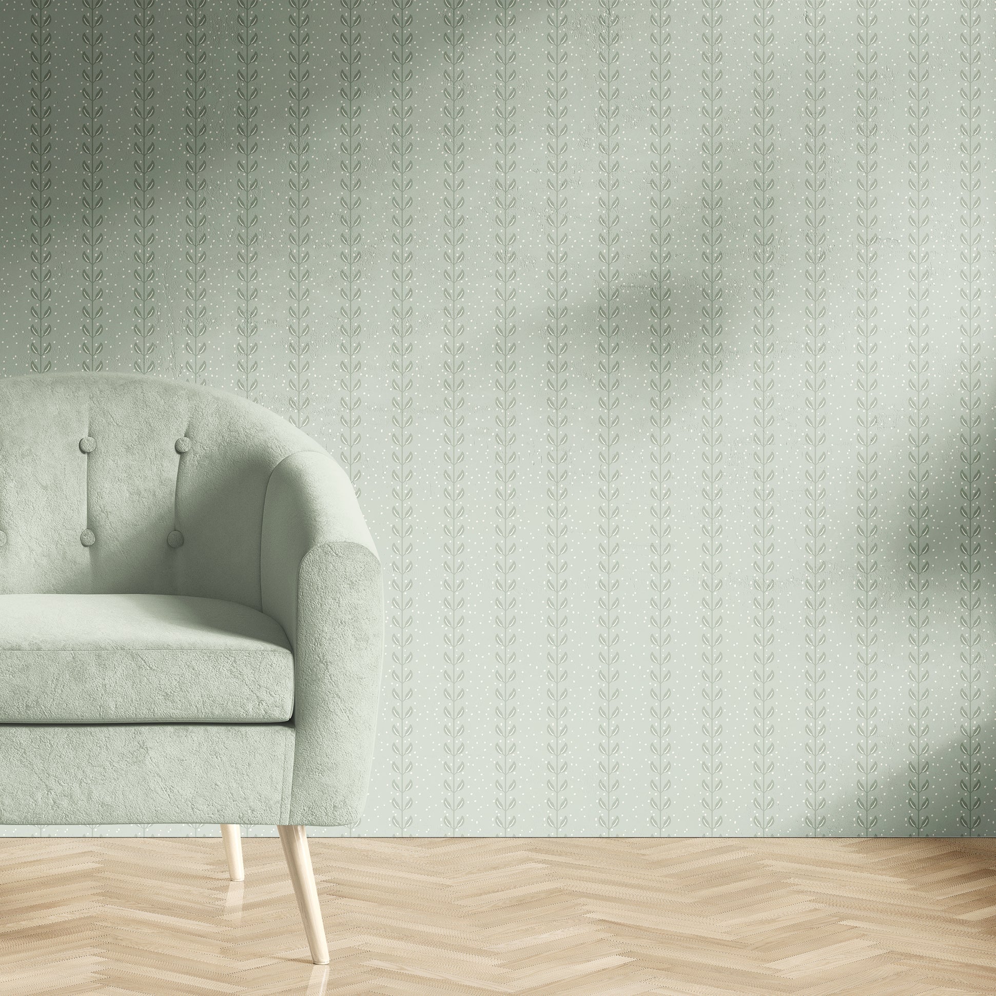Francesca Geometric Wallpaper in Sage-Green and Beige