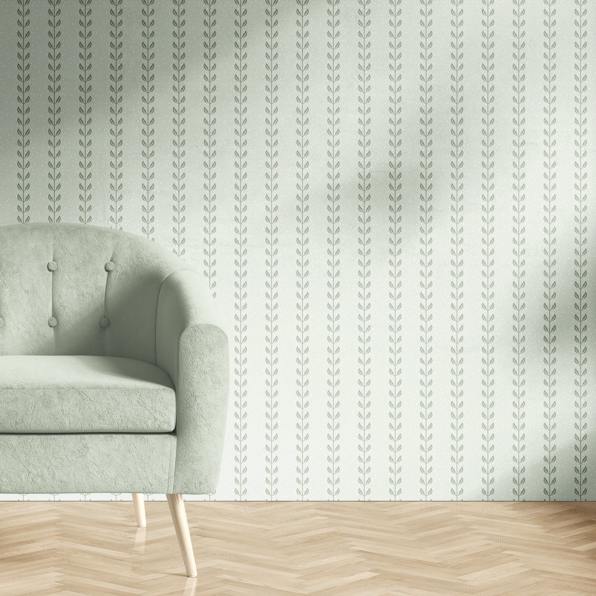 Francesca Geometric Wallpaper in Sage-Green and Beige