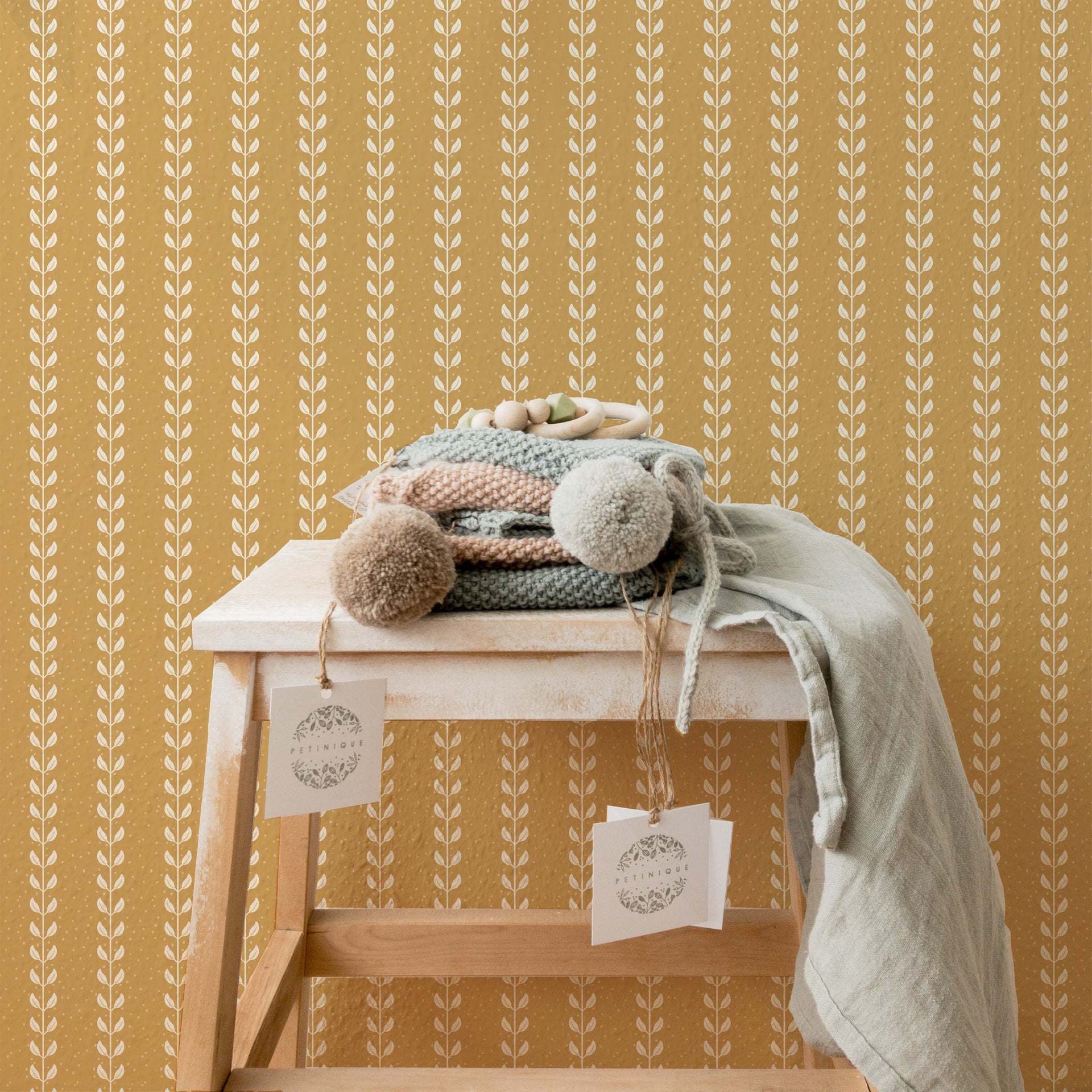 Francesca Geometric Wallpaper in Sage-Green and Beige