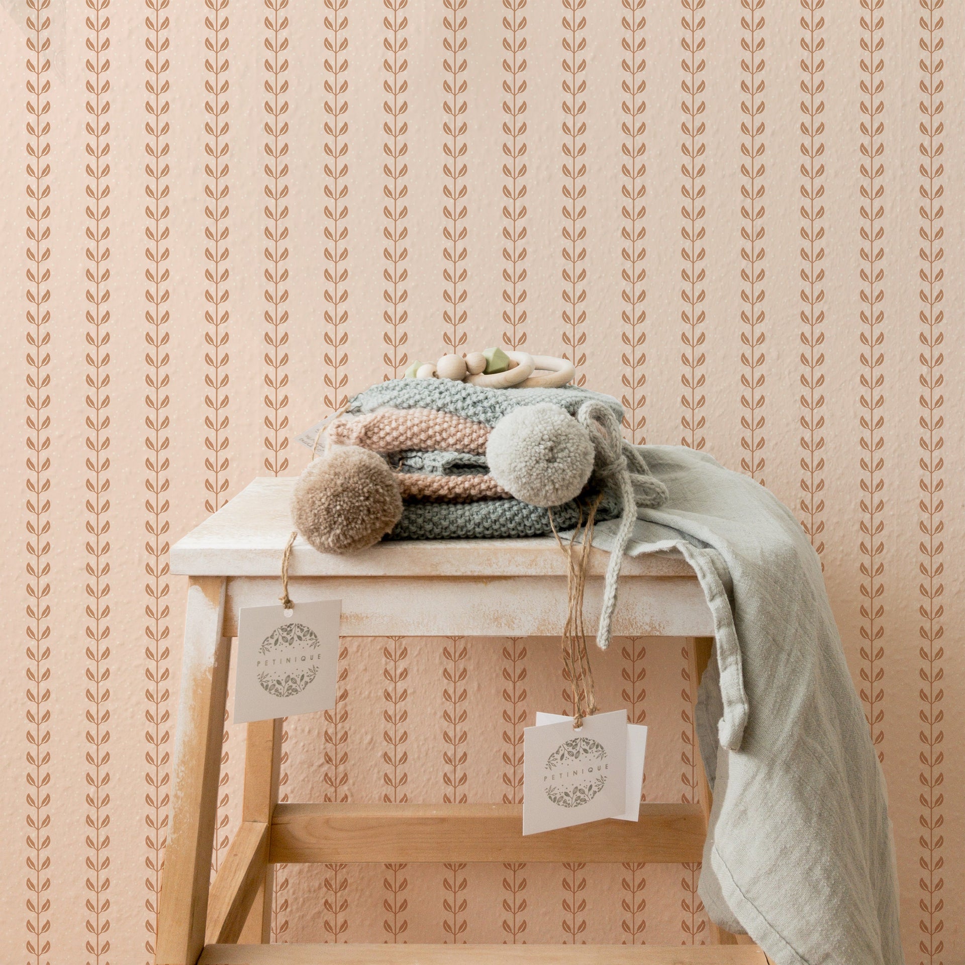 Francesca Geometric Wallpaper in Sage-Green and Beige