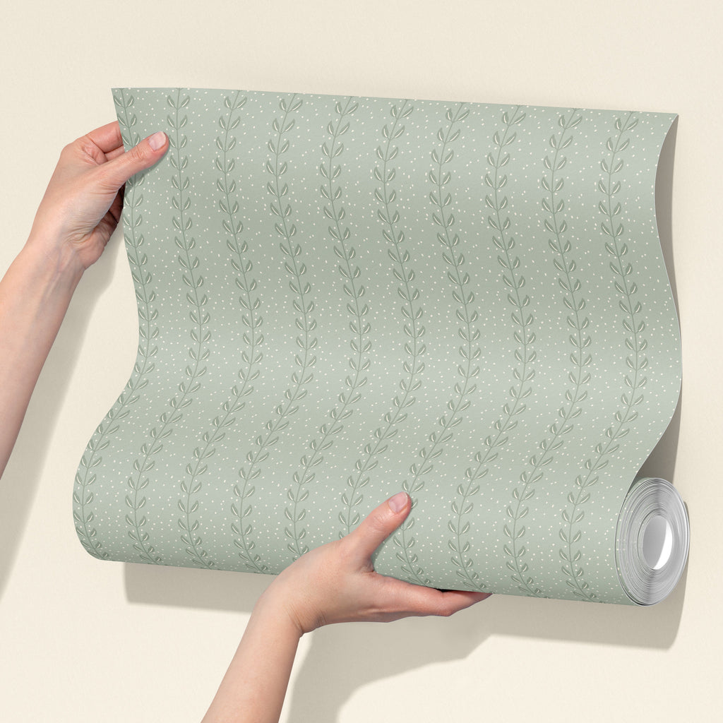 Francesca Geometric Wallpaper in Sage-Green and Beige