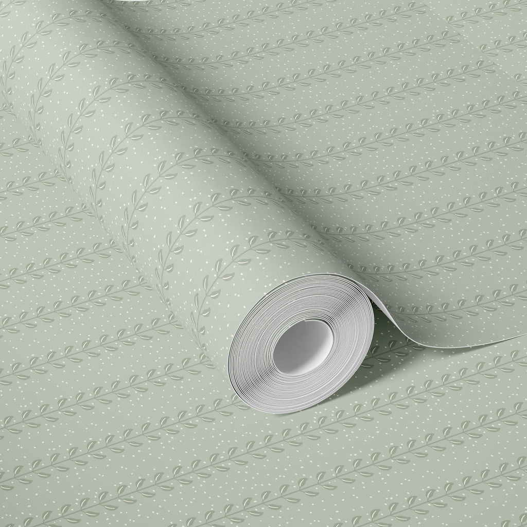 Francesca Geometric Wallpaper in Sage-Green and Beige