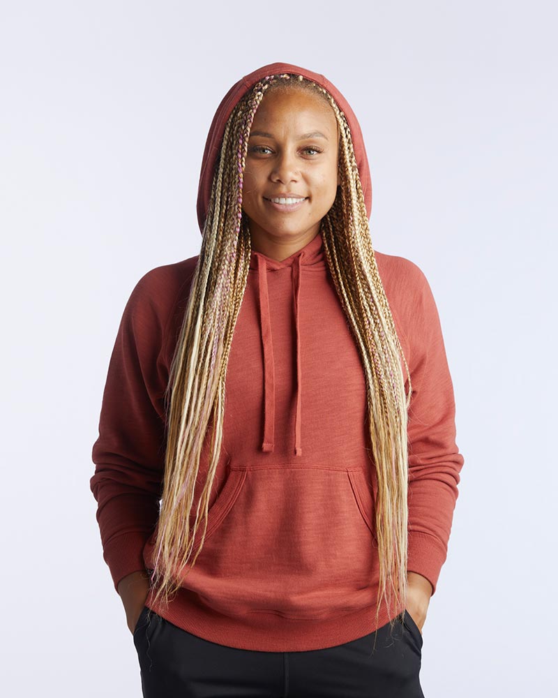 Women's Relaxed Fit Teal Pullover Hoodie with Front Pocket - Image 3