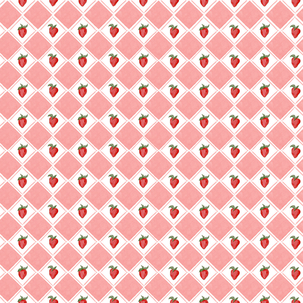 Fresa Geometric Wallpaper in Pink, White, Red and Green