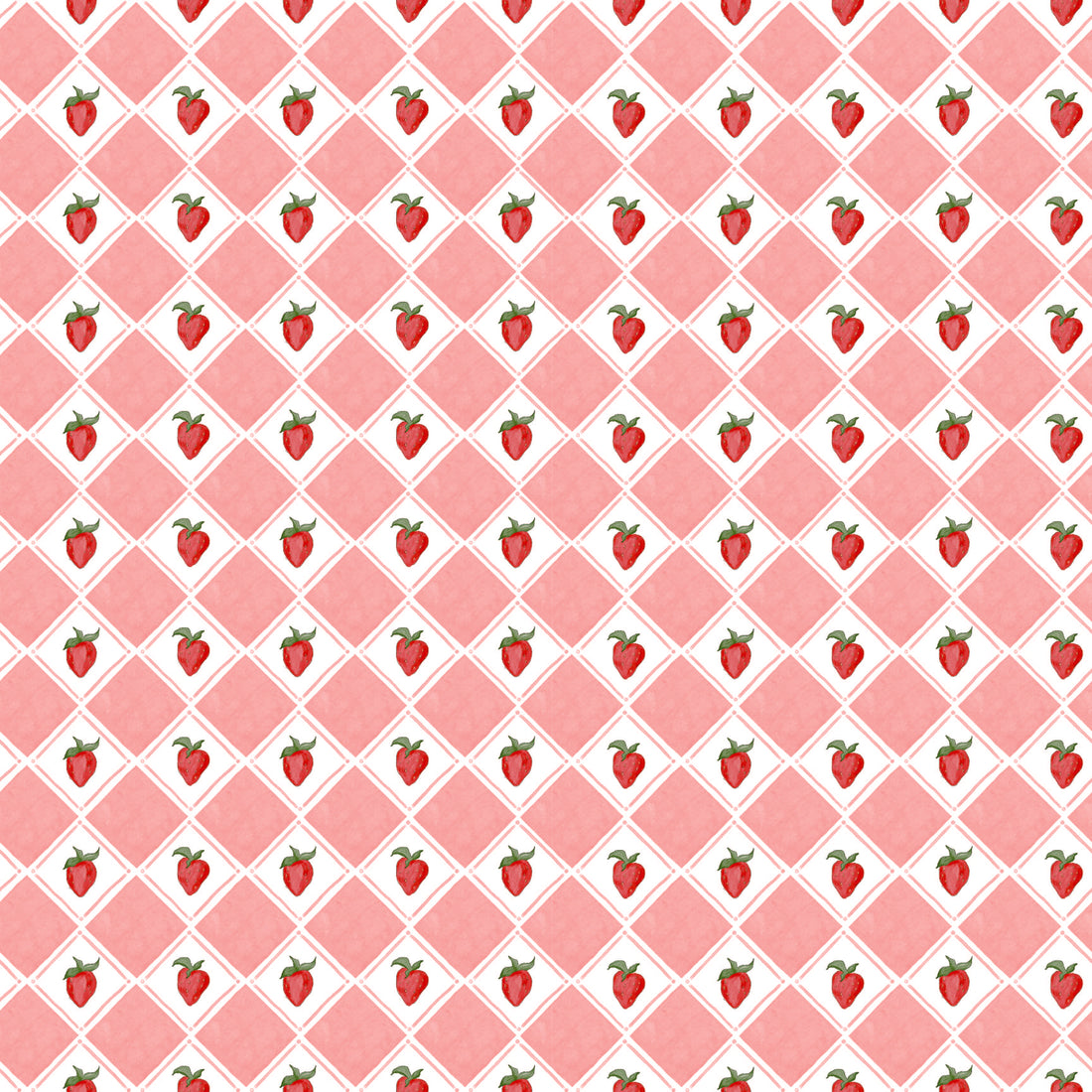 Fresa Geometric Wallpaper in Pink, White, Red and Green