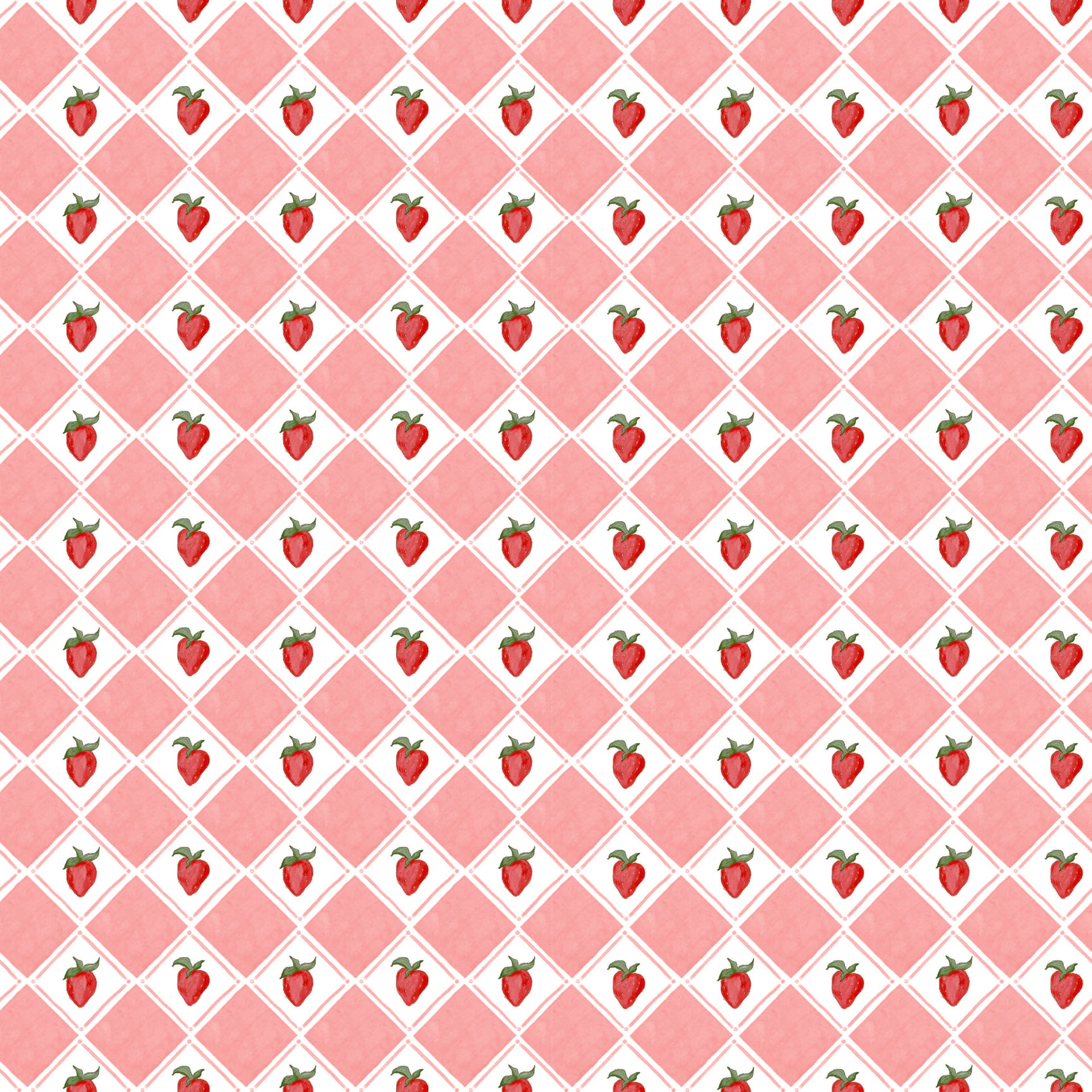 Fresa Geometric Wallpaper in Pink, White, Red and Green