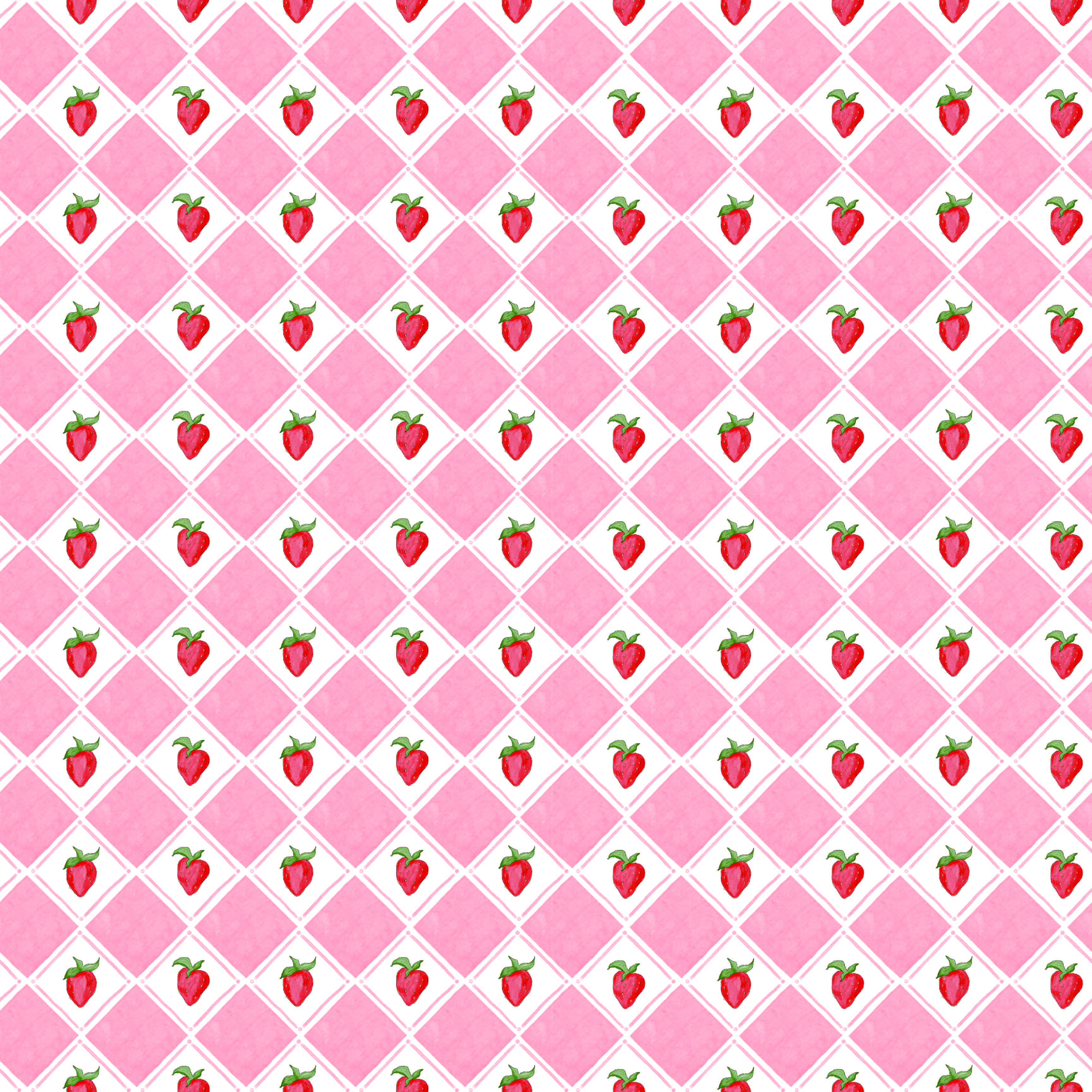 Fresa Geometric Wallpaper in Pink, White, Red and Green