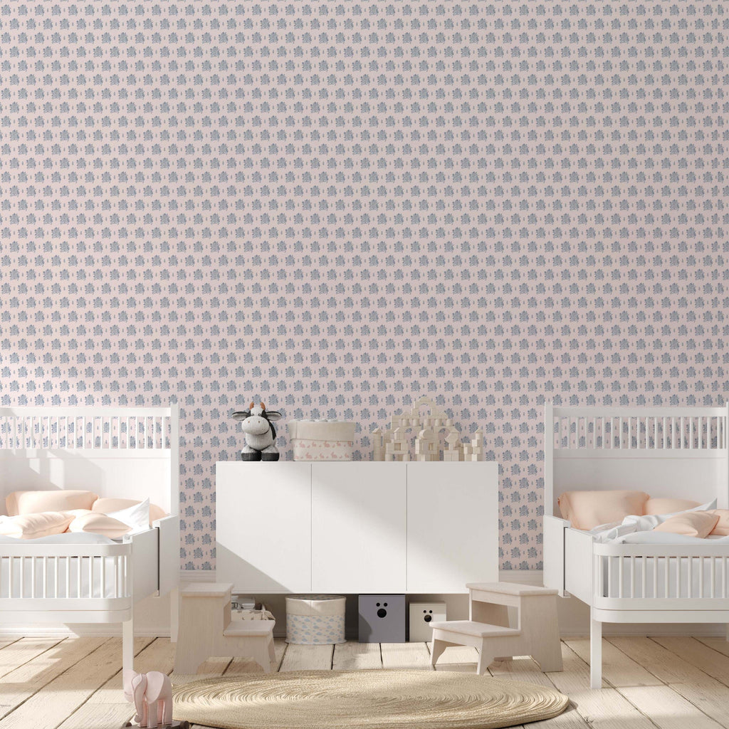 Freya Floral Removable Wallpaper in Pink and Blue