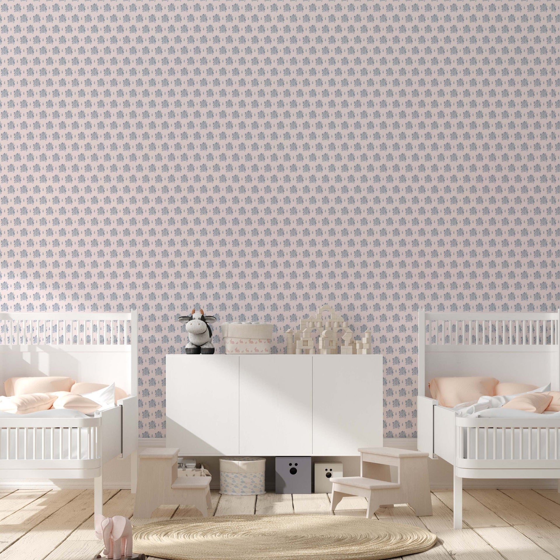 Freya Floral Removable Wallpaper in Pink and Blue
