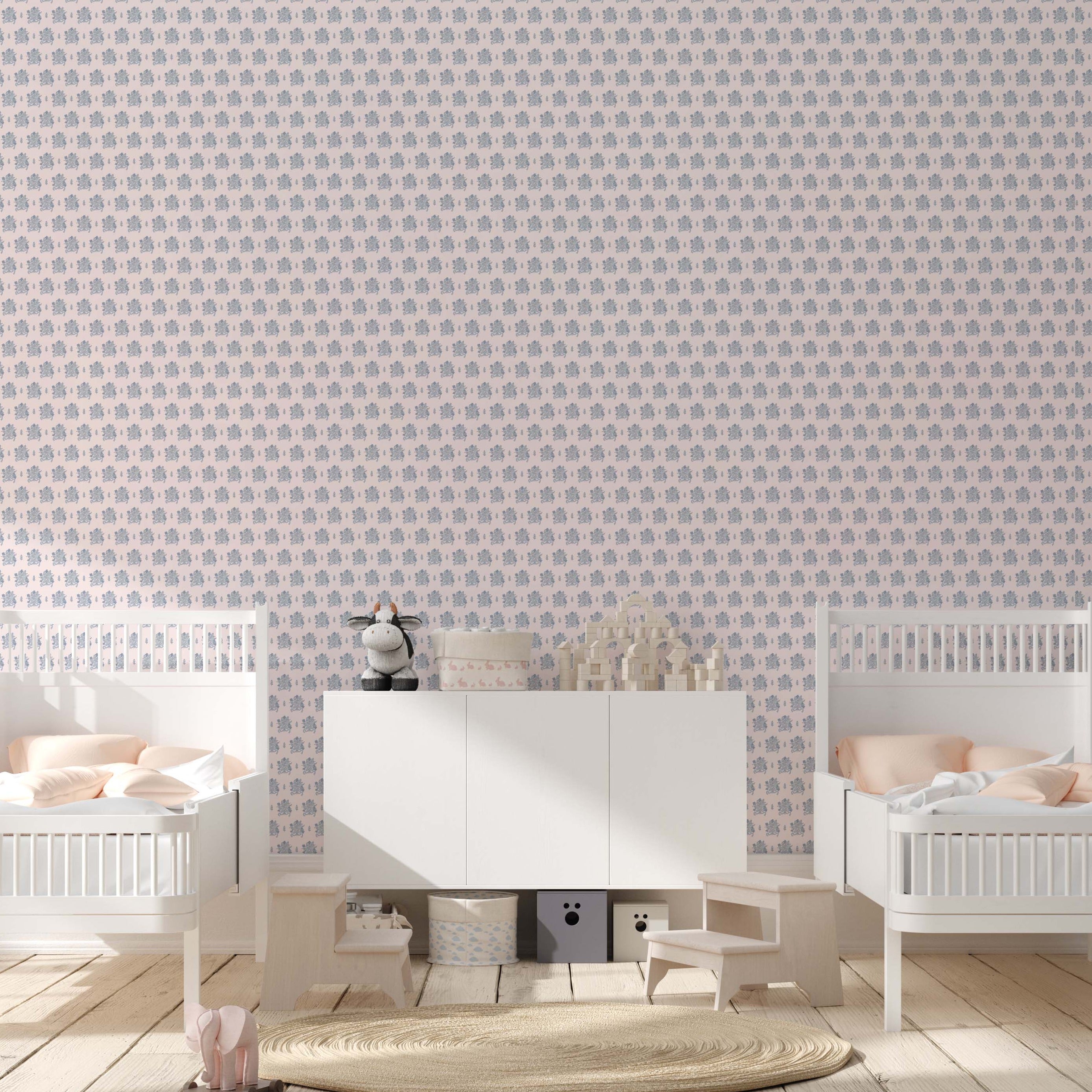 Freya Floral Removable Wallpaper in Pink and Blue