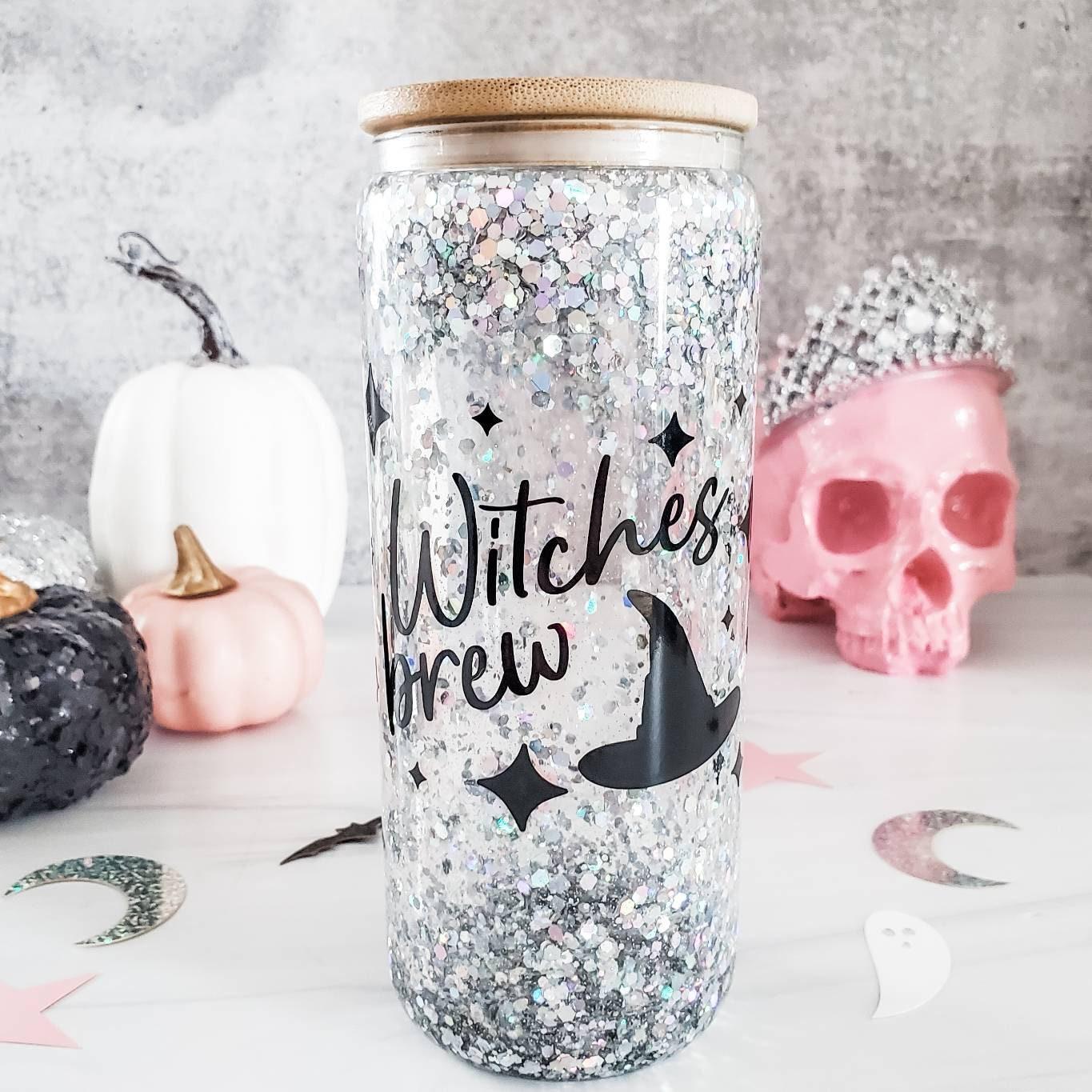 Friendly Ghosts Halloween Snowglobe Glitter Iced Coffee Cup