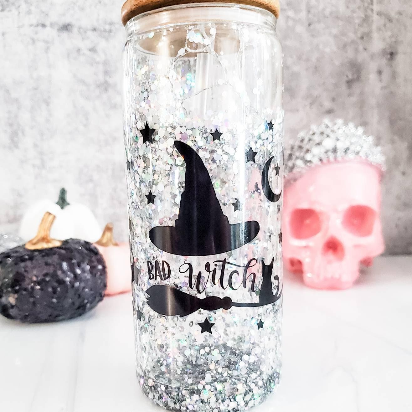 Friendly Ghosts Halloween Snowglobe Glitter Iced Coffee Cup