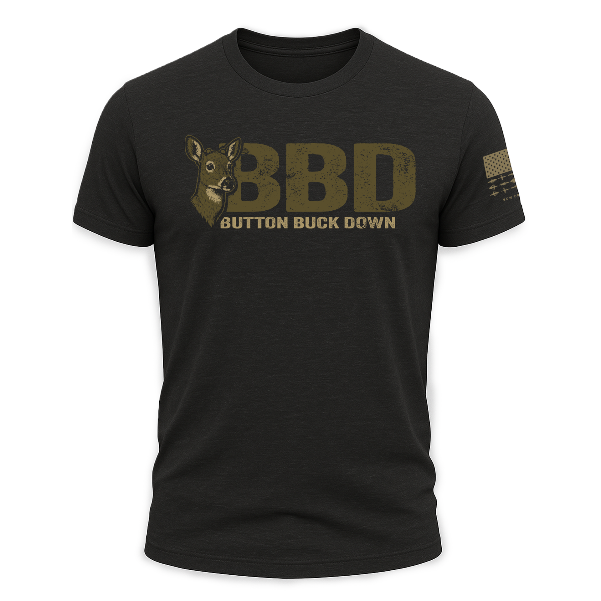 BBD Button Buck Down Unisex Graphic Tee - Black & Olive Green