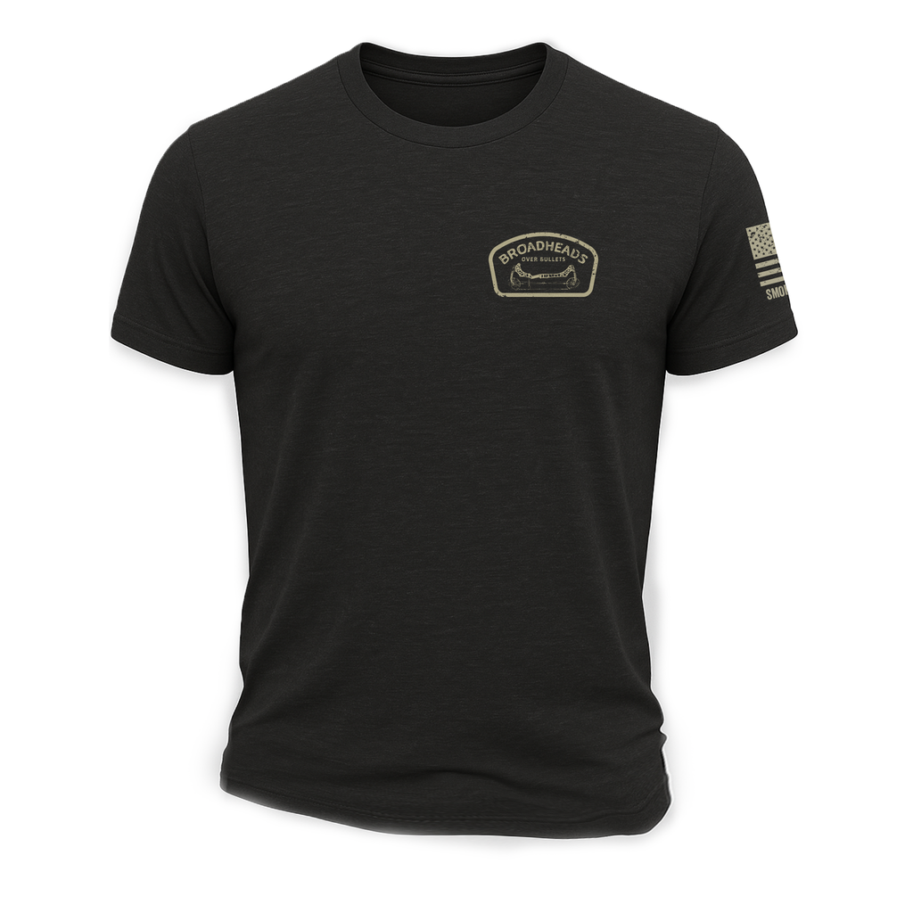 Broadheads Over Bullets Graphic Tee - Durable Black Hunting Shirt