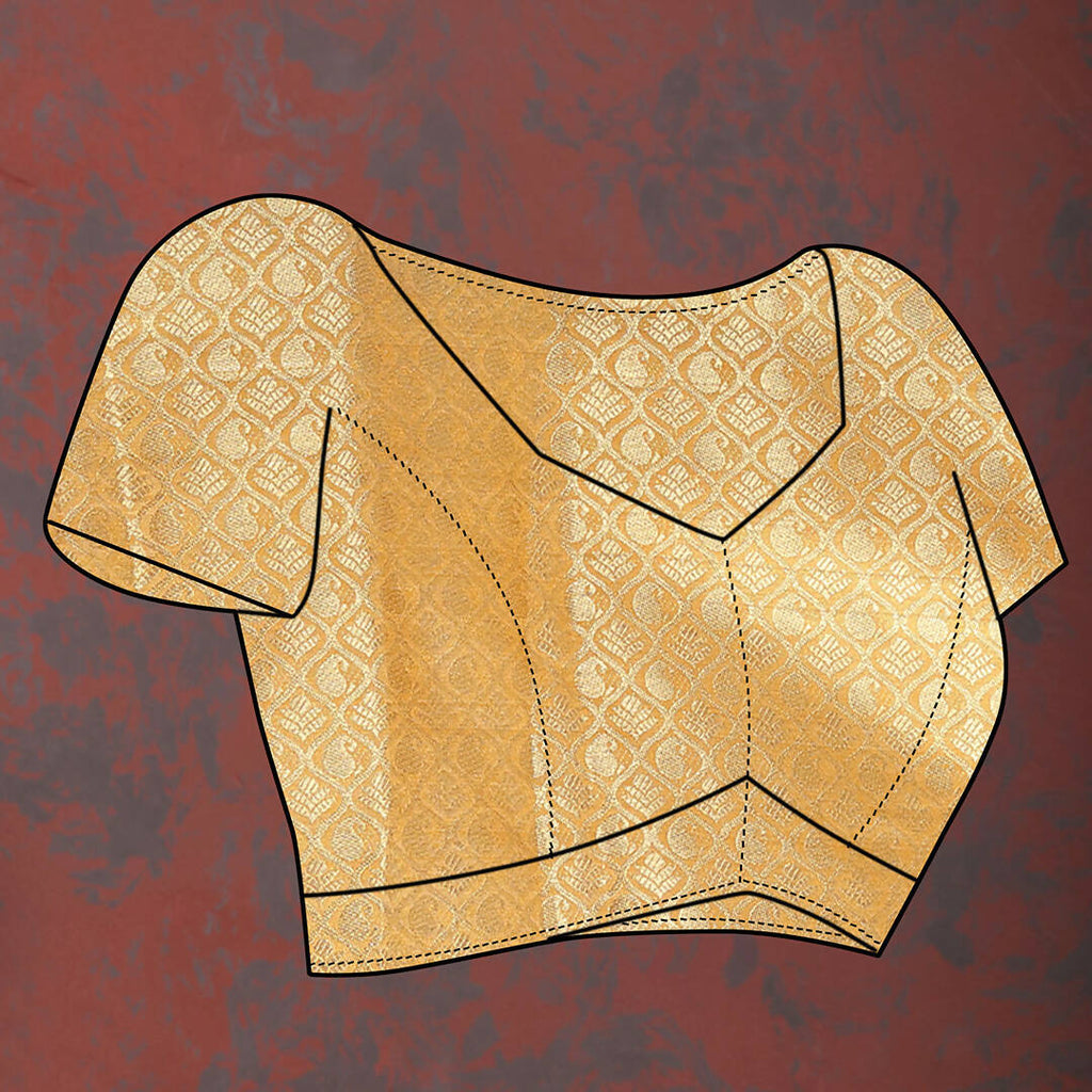Gold Cotton Woven Saree with Zari Weaving and Silk Blouse Piece